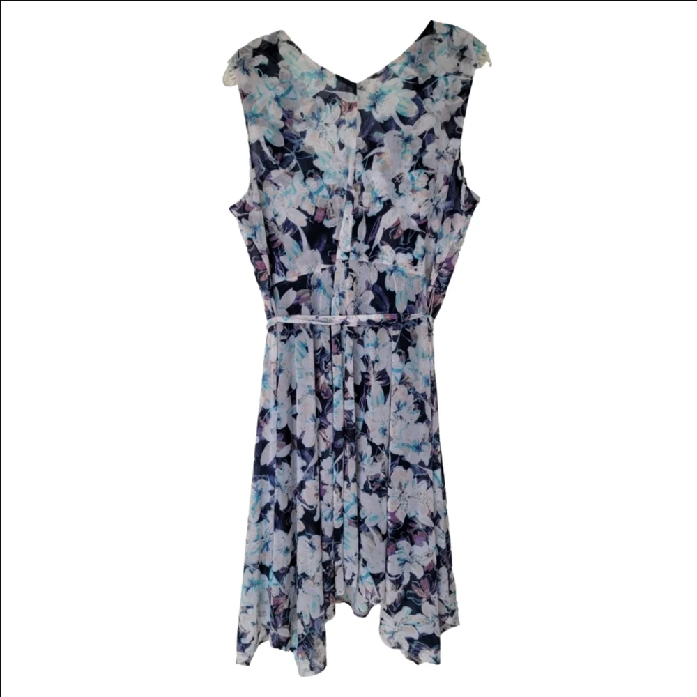 Simply Vera Wang Floral Sleeveless Belted Midi Dress - Blue/White - Picture 10 of 10